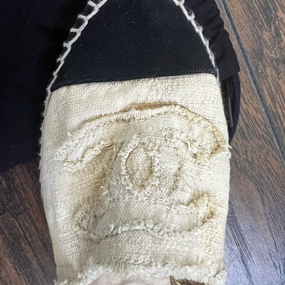 Chanel Beige Canvas Logo Espadrilles Flats Size EU 38 - Picture 6 of 9